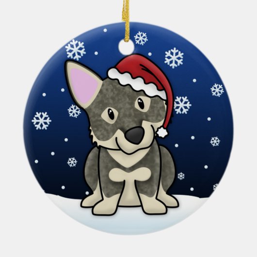 かわいいの漫画のスウェーデン人のVallhundのクリスマスのオーナメント セラミックオーナメント (裏面)