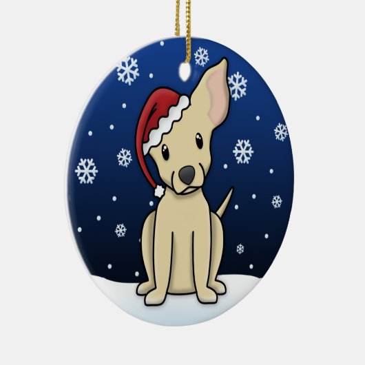 かわいいの漫画のチワワのクリスマスのオーナメント セラミックオーナメント (右)
