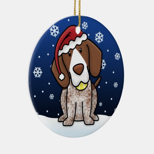 かわいいの漫画のドイツ人のShorthairのポインターのクリスマス セラミックオーナメント (右)
