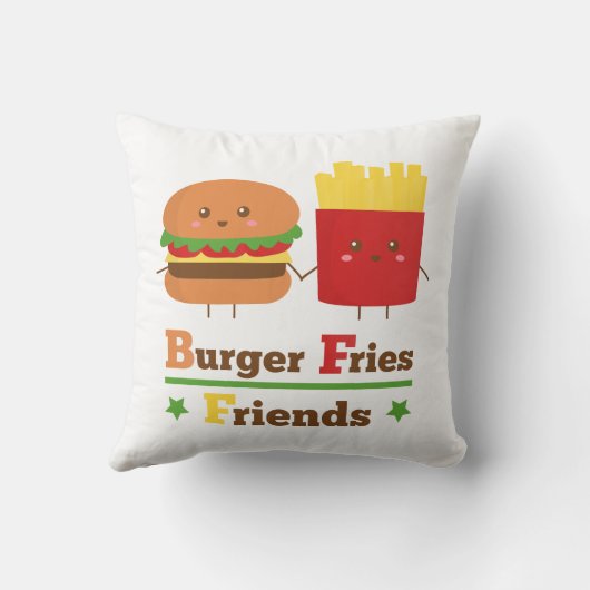 かわいいの漫画のハンバーガーは友人BFFを揚げます クッション (裏面)