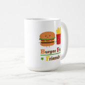 かわいいの漫画のハンバーガーは友人BFFを揚げます コーヒーマグカップ (正面右)