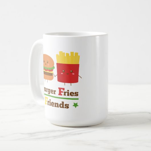 かわいいの漫画のハンバーガーは友人BFFを揚げます コーヒーマグカップ (正面左)