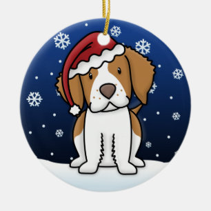 かわいいの漫画のブリッタニースパニエル犬のクリスマスのオーナメント セラミックオーナメント