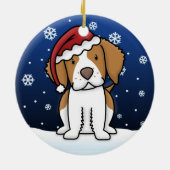 かわいいの漫画のブリッタニースパニエル犬のクリスマスのオーナメント セラミックオーナメント (裏面)