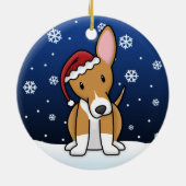 かわいいの漫画のポルトガル人のPodengoのクリスマス セラミックオーナメント (裏面)