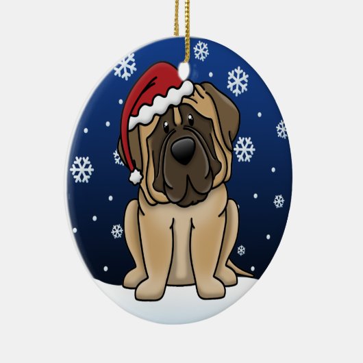 かわいいの漫画のマスティフ セラミックオーナメント (右)