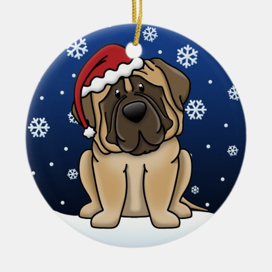 かわいいの漫画のマスティフ セラミックオーナメント (正面)