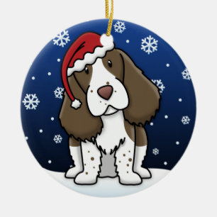 かわいいの漫画の英国のスプリンガースパニエルのクリスマス セラミックオーナメント