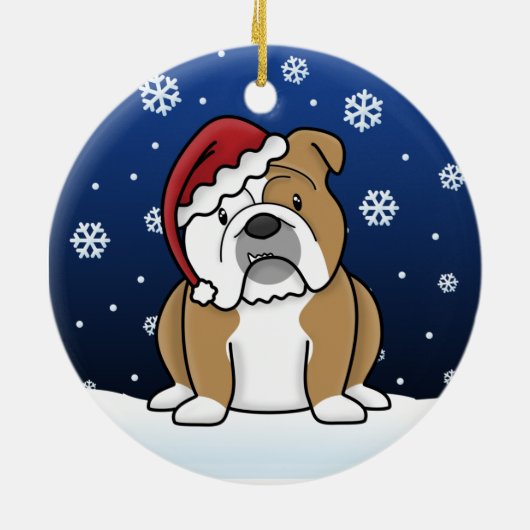 かわいいの漫画の英国のブルドッグのクリスマスのオーナメント セラミックオーナメント (裏面)
