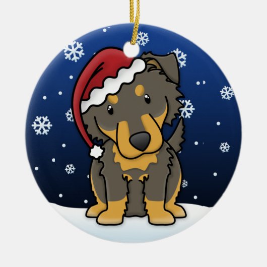 かわいいの漫画の英国の羊飼いのクリスマスのオーナメント セラミックオーナメント (正面)