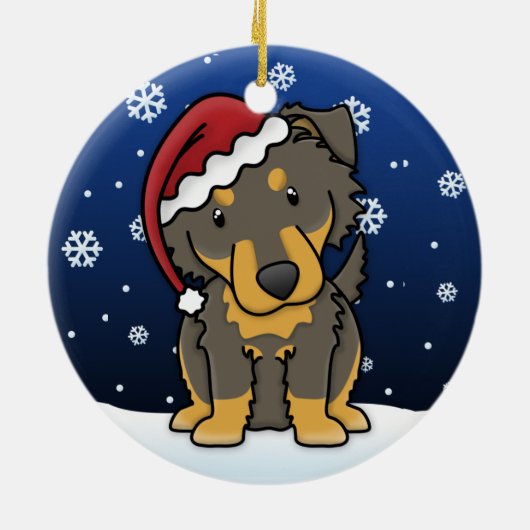 かわいいの漫画の英国の羊飼いのクリスマスのオーナメント セラミックオーナメント (裏面)