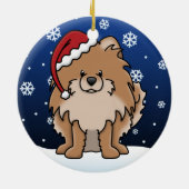 かわいいの漫画の赤のポメラニア犬 セラミックオーナメント (裏面)