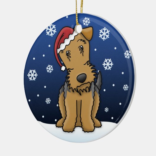 かわいいの漫画のAiredaleテリアのクリスマスのオーナメント セラミックオーナメント (左)