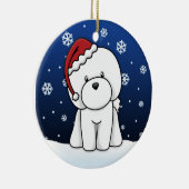 かわいいの漫画のBichon Friseのクリスマスのオーナメント セラミックオーナメント (右)