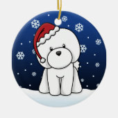 かわいいの漫画のBichon Friseのクリスマスのオーナメント セラミックオーナメント (正面)