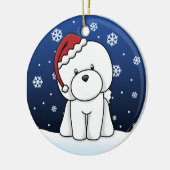 かわいいの漫画のBichon Friseのクリスマスのオーナメント セラミックオーナメント (左)