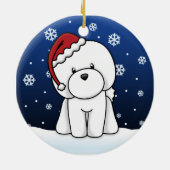 かわいいの漫画のBichon Friseのクリスマスのオーナメント セラミックオーナメント (裏面)