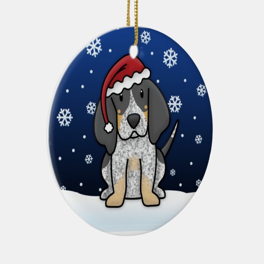 かわいいの漫画のBluetickのCoonhoundのクリスマス セラミックオーナメント (右)