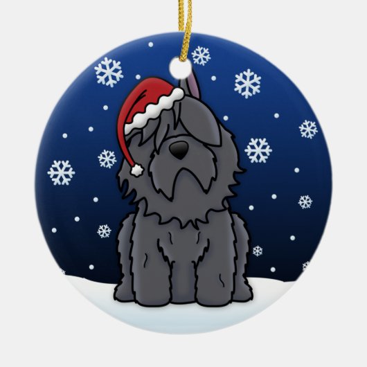 かわいいの漫画のBouvier des Flandresのクリスマス セラミックオーナメント (正面)