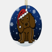 かわいいの漫画のBoykinのスパニエル犬のクリスマス セラミックオーナメント (右)