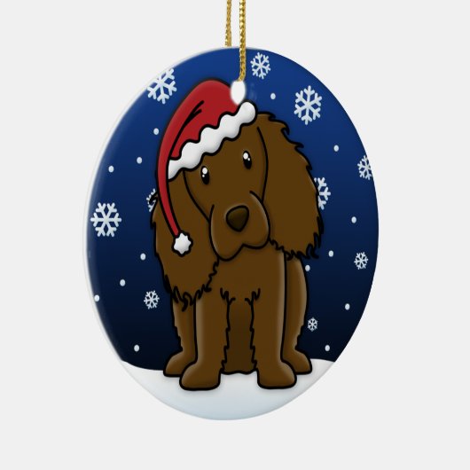 かわいいの漫画のBoykinのスパニエル犬のクリスマス セラミックオーナメント (右)