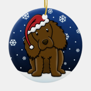 かわいいの漫画のBoykinのスパニエル犬のクリスマス セラミックオーナメント