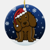 かわいいの漫画のBoykinのスパニエル犬のクリスマス セラミックオーナメント (裏面)