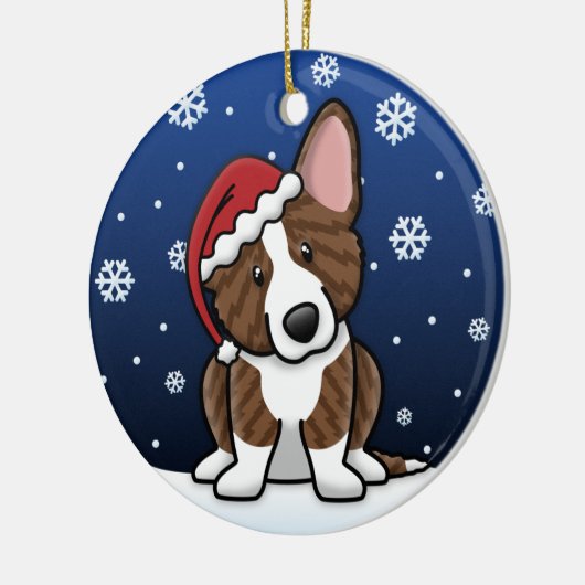 かわいいの漫画のBrindleカーディガンのウェルシュコーギー セラミックオーナメント (左)