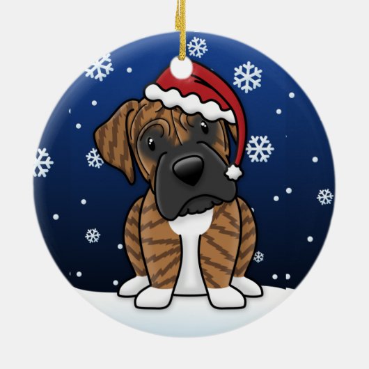 かわいいの漫画のBrindleボクサーのクリスマス セラミックオーナメント (裏面)