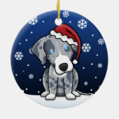 かわいいの漫画のCatahoulaのヒョウ犬のクリスマス セラミックオーナメント (裏面)