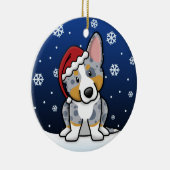 かわいいの漫画のMerleのカーディガンのウェルシュコーギー セラミックオーナメント (右)