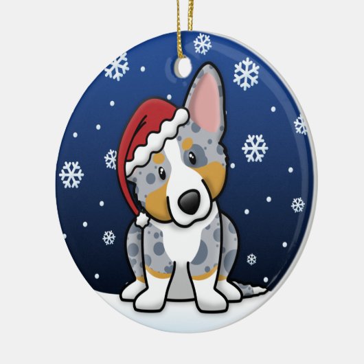 かわいいの漫画のMerleのカーディガンのウェルシュコーギー セラミックオーナメント (左)