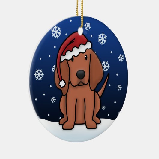 かわいいの漫画のRedboneのCoonhoundのクリスマス セラミックオーナメント (右)
