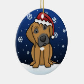 かわいいの漫画のRhodesian Ridgebackのクリスマス セラミックオーナメント (右)