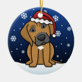 かわいいの漫画のRhodesian Ridgebackのクリスマス セラミックオーナメント (正面)