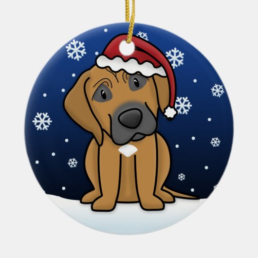かわいいの漫画のRhodesian Ridgebackのクリスマス セラミックオーナメント (正面)