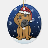 かわいいの漫画のRhodesian Ridgebackのクリスマス セラミックオーナメント (左)