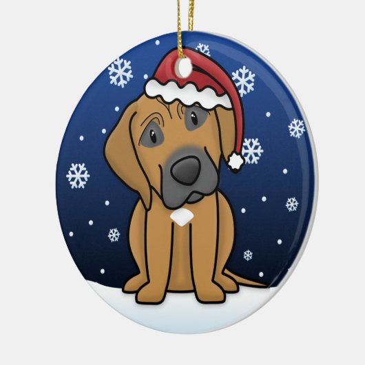 かわいいの漫画のRhodesian Ridgebackのクリスマス セラミックオーナメント (左)