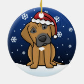 かわいいの漫画のRhodesian Ridgebackのクリスマス セラミックオーナメント (裏面)
