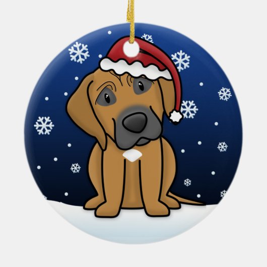 かわいいの漫画のRhodesian Ridgebackのクリスマス セラミックオーナメント (裏面)