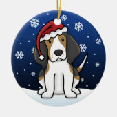 かわいいの漫画のTreeingの歩行者のCoonhoundのクリスマス セラミックオーナメント (正面)