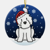 かわいいの漫画のWestieのクリスマスのオーナメント セラミックオーナメント (正面)