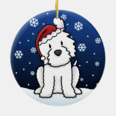 かわいいの漫画のWestieのクリスマスのオーナメント セラミックオーナメント (裏面)