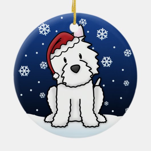 かわいいの漫画のWestieのクリスマスのオーナメント セラミックオーナメント (裏面)