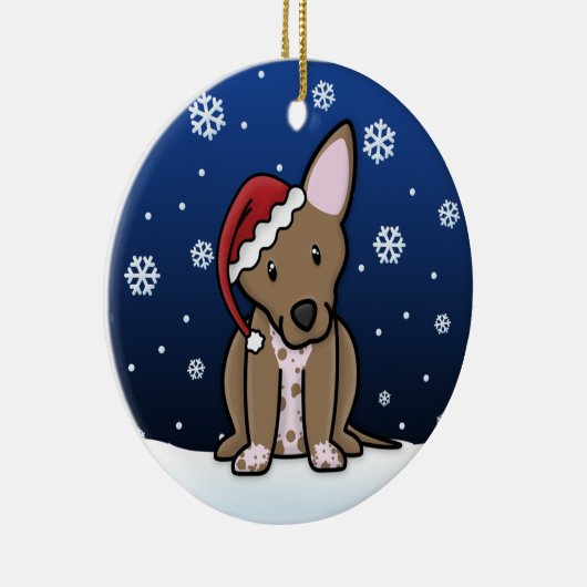 かわいいの漫画のXoloitzcuintliのクリスマスのオーナメント セラミックオーナメント (右)