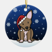 かわいいの漫画のXoloitzcuintliのクリスマスのオーナメント セラミックオーナメント (正面)