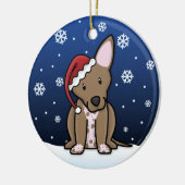 かわいいの漫画のXoloitzcuintliのクリスマスのオーナメント セラミックオーナメント (左)