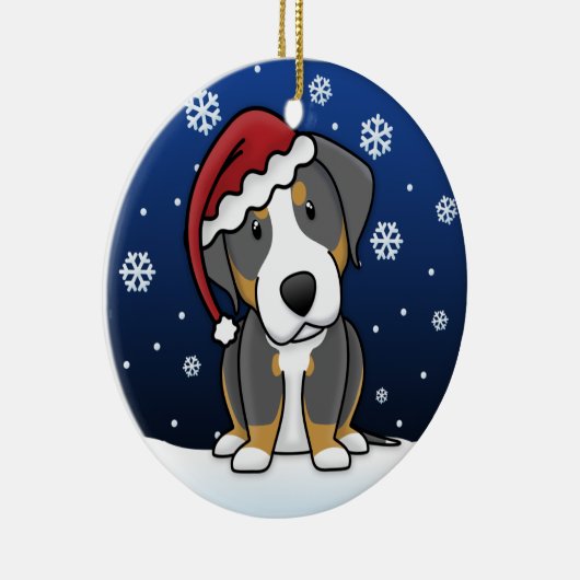 かわいいの漫画より素晴らしいスイス山犬のクリスマス セラミックオーナメント (右)