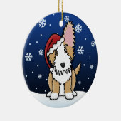 かわいいの漫画ワイヤーポルトガル人のPodengoのクリスマス セラミックオーナメント (右)