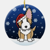 かわいいの漫画ワイヤーポルトガル人のPodengoのクリスマス セラミックオーナメント (裏面)